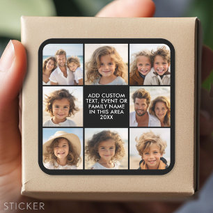 Sticker Carré 8 Collage photo - Texte personnalisé - Arrière - p