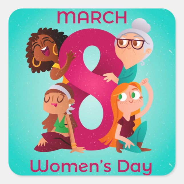 Sticker Carré 8 March - Women's Day (Devant)
