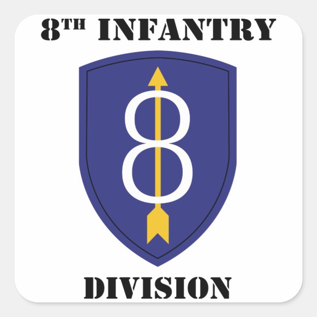Sticker Carré 8e division d'infanterie avec texte (Devant)