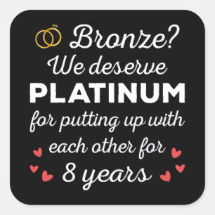 Sticker Carré 8ème anniversaire Mariage I - Bronze Funny Couple