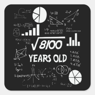 Sticker Carré 90 Ans Enseignant en mathématiques Anniversaires 9