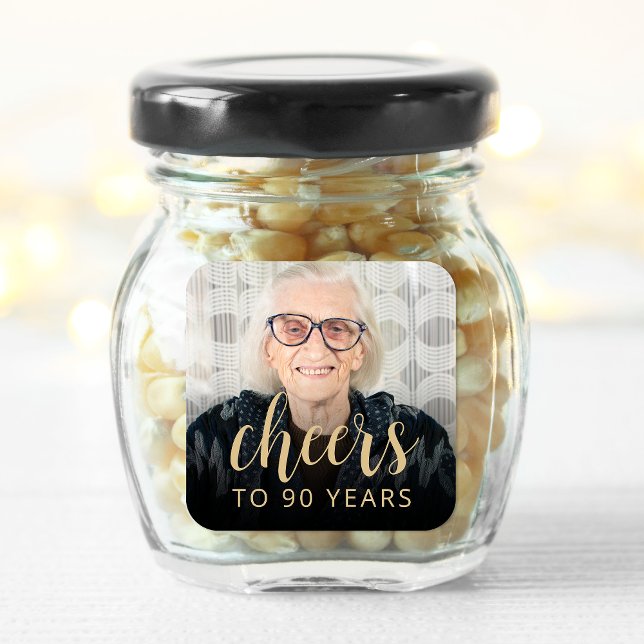 Sticker Carré 90e anniversaire de la fête (Créateur téléchargé)