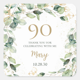 Sticker Carré 90e anniversaire Eucalyptus Merci