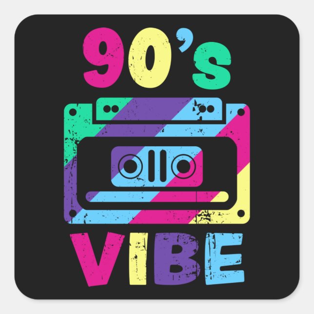 Sticker Carré 90s Vibe Retro esthétique 90's Costume Party (Devant)