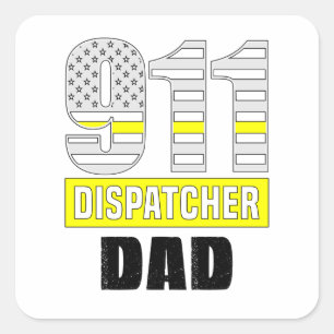 Sticker Carré 911 Dispatcher Papa, Dispatcher Cool