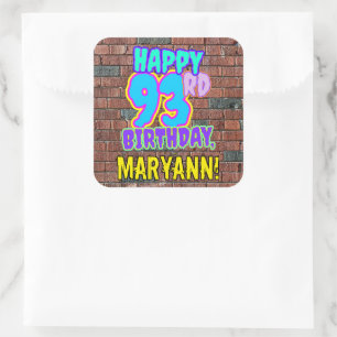Sticker Carré 93e anniversaire - Amusant, Graffiti urbain inspir