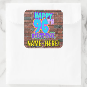 Sticker Carré 96e anniversaire - Amusant, Graffiti urbain inspir