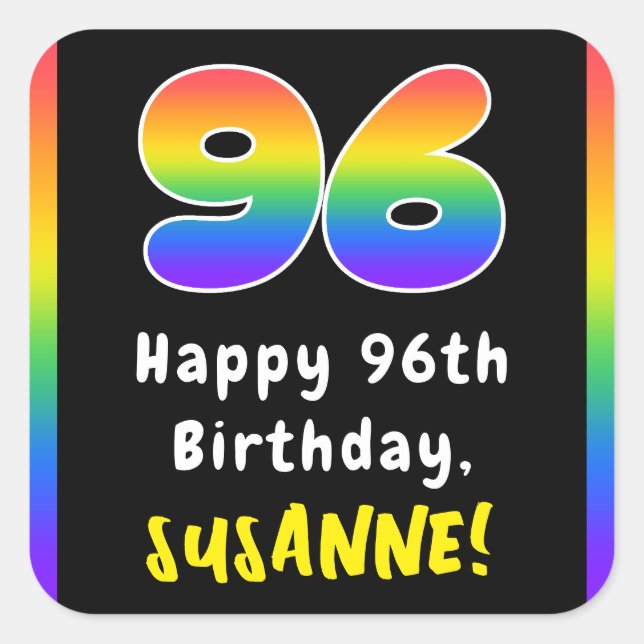 Sticker Carré 96e anniversaire : Rainbow Spectrum # 96, Nom pers (Devant)