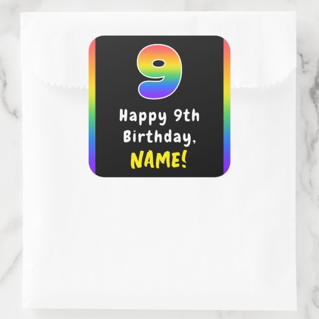Sticker Carré 9e anniversaire : Rainbow Spectrum # 9, Nom person (Sac)