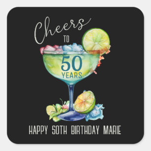 Sticker Carré À 50 ans, anniversaire de référence 