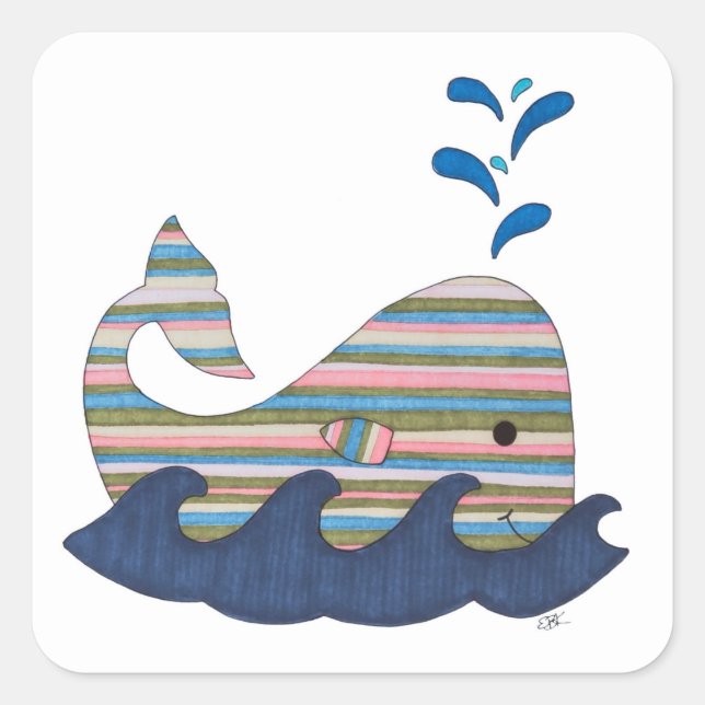 Sticker Carré à baleine rayée (Devant)