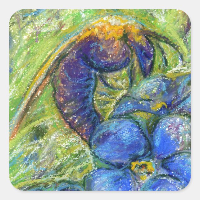 Sticker Carré A Bee & Forget-me-not Flowers (Devant)