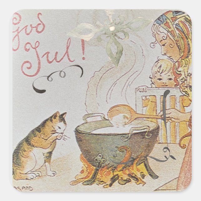 Sticker Carré A charming Scandinavian winter scene  Tack Kort (Devant)