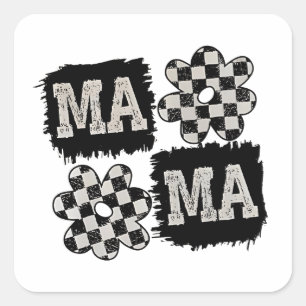 Sticker Carré à damiers Maman Fête des mères