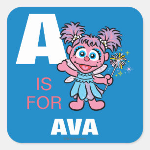 Sticker Carré A est pour Abby Cadabby   Ajoutez votre nom