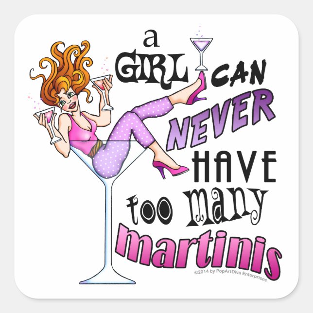 Sticker Carré A Girl Can Never Have Too Many (Devant)