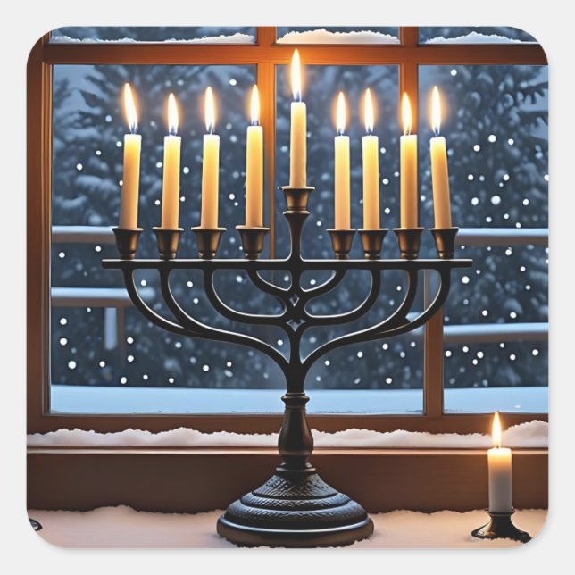 Sticker Carré A Hanukkah Winter Night  (Devant)