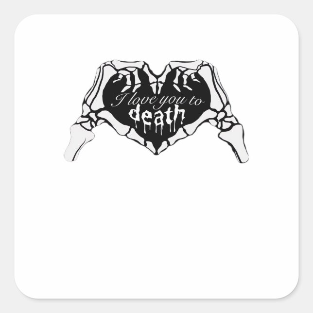 Sticker Carré À la mort - Squelette Coeur main (Devant)