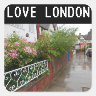 Sticker Carré A London Street et pluie l'Angleterre
