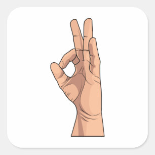 Sticker Carré A OK ~ Hand Sign and Gestures a ok