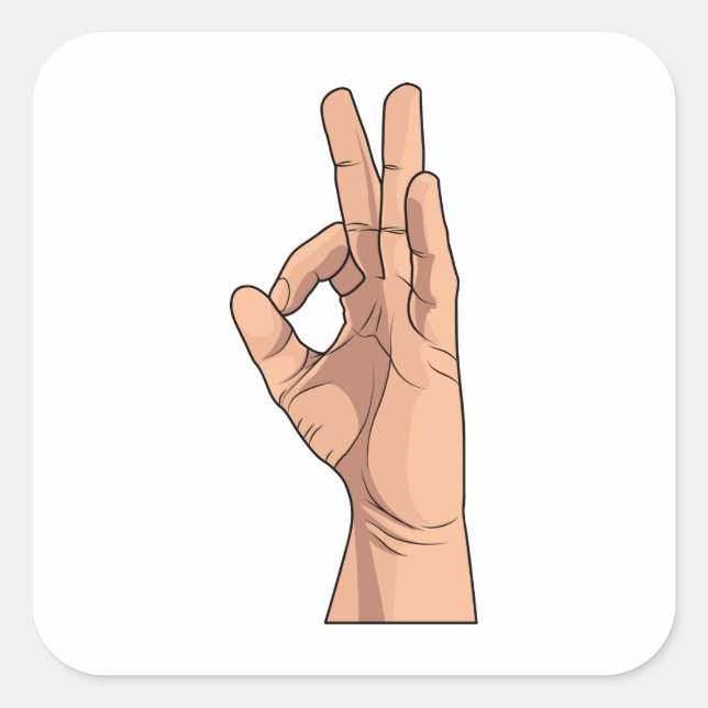 Sticker Carré A OK ~ Hand Sign and Gestures a ok (Devant)
