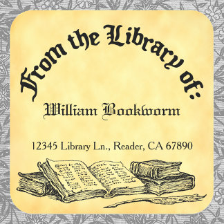 Sticker Carré À partir de la bibliothèque de livres Quill Custom