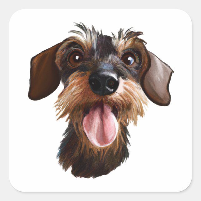Sticker Carré À poils durs Dachshund (Devant)