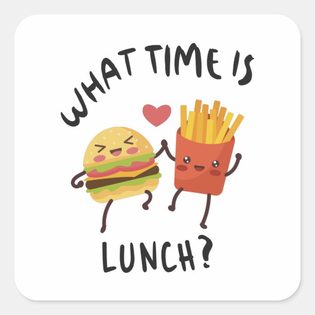Sticker Carré À quelle heure est le déjeuner (Devant)