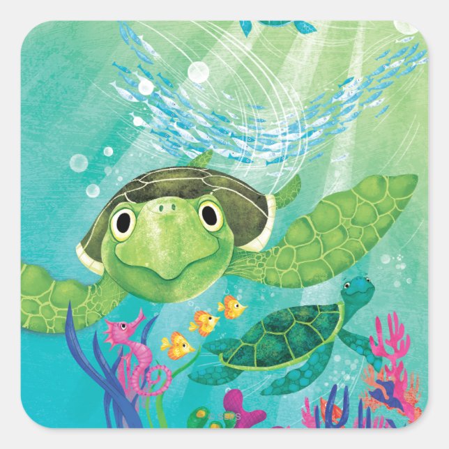 Sticker Carré A Sea Turtle (Devant)