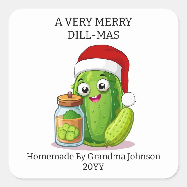 Sticker Carré A Very Merry Dill-Mas Christmas Holiday Jar (Devant)