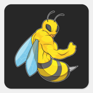 Sticker Carré Abeille comme culturiste
