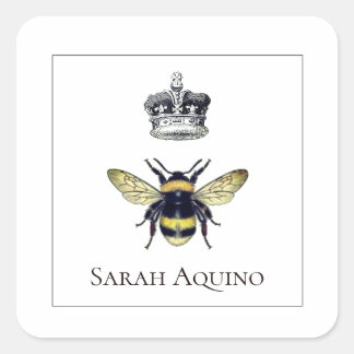 Sticker Carré Abeille et couronne