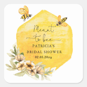 Sticker Carré Abeille Fleurie Mariage Chérie
