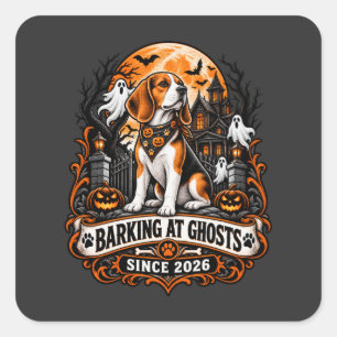 Sticker Carré Aboie Après les Fantômes Depuis 2026 Beagle Hallow