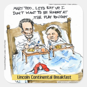 Sticker Carré Abraham Lincoln & Mary Todd Petit-déjeuner au lit