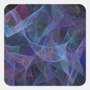 Sticker Carré Abstrait bleu fractal