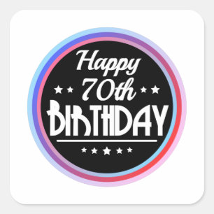 Sticker Carré Abstrait moderne Joyeux 70e anniversaire