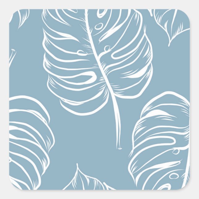 Sticker Carré Abstraite Feuille Tropicale : Verdure transparente (Devant)