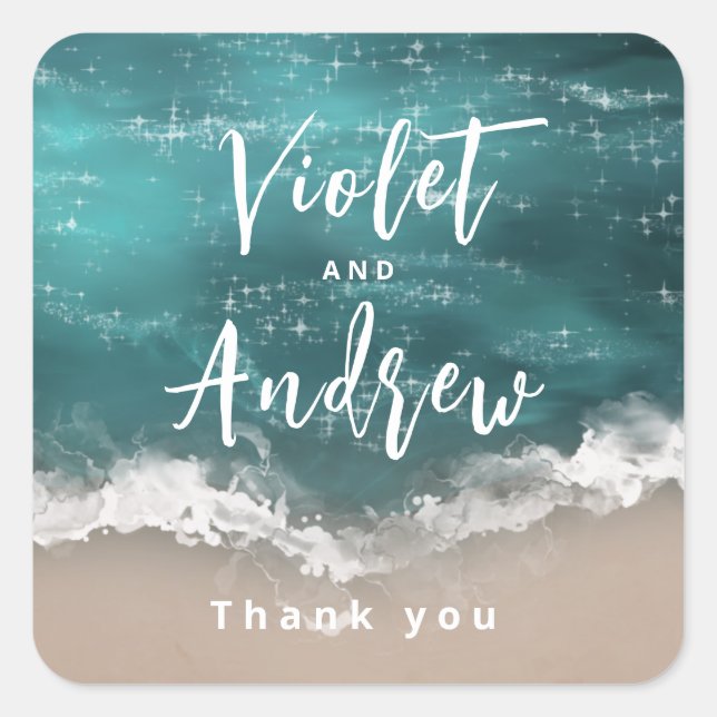 Sticker Carré Abstraite moody ocean beach mariage (Devant)