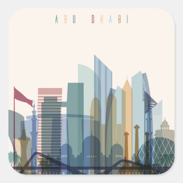 Sticker Carré Abu Dhabi, United Arab Emirat | Skyline (Devant)