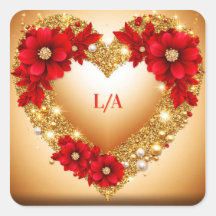 💎 Accent de cœur floral rouge pour la papeterie d