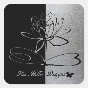 Sticker Carré Accents de logo Lee Hiller Designs Noir & Inox