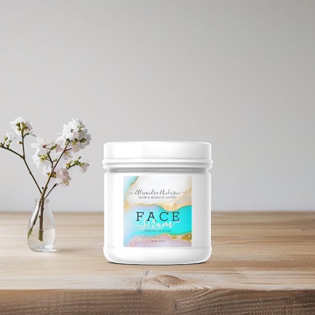 Sticker Carré Accessoires d'or bleu blanc de luxe Agate Opal Pro (Luxury Blue White Gold Accents Agate Opal Product Square Sticker)