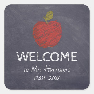 Sticker Carré Accueil Classe Chalkboard Retour à l'école Enseign