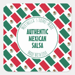 Sticker Carré Accueil Fabriqué AUTHENTIQUE SALSA MEXICAINE