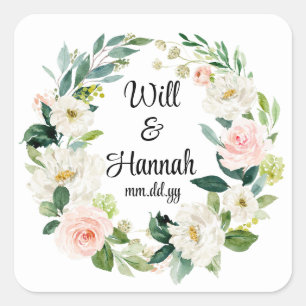 Sticker Carré Accueil Mariage de verdure personnalisée Favoriser