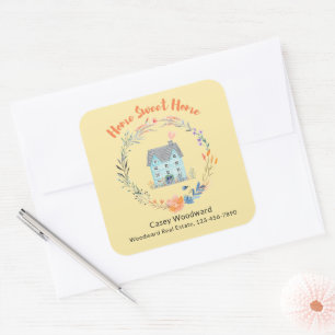 Sticker Carré Accueil Sweet Home Immobilier Bienvenue Nouveau pr