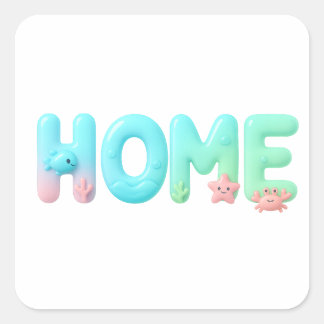 Sticker Carré Accueil Teinté Pastel Océan Mot
