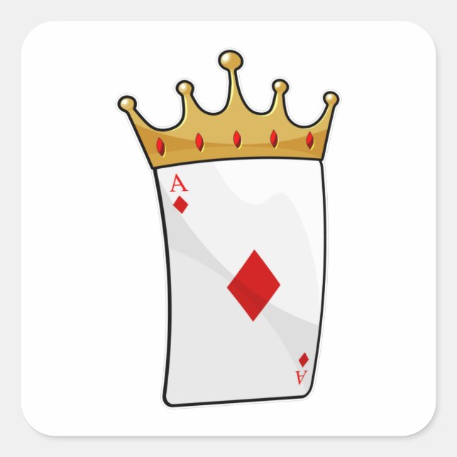Sticker Carré Ace diamant avec Couronne (Devant)