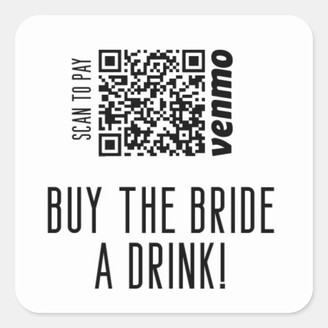 Sticker Carré Acheter À La Mariée Un Verre (Devant)